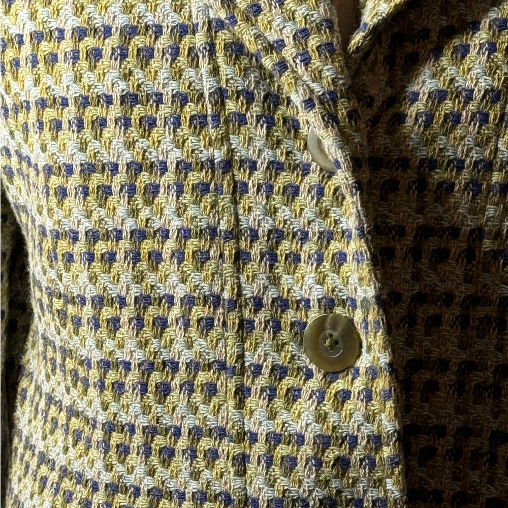 Talbots Tweed Blazer Jacket Green Blue Size 10P Classic Career Chic Textured - Picture 4 of 16